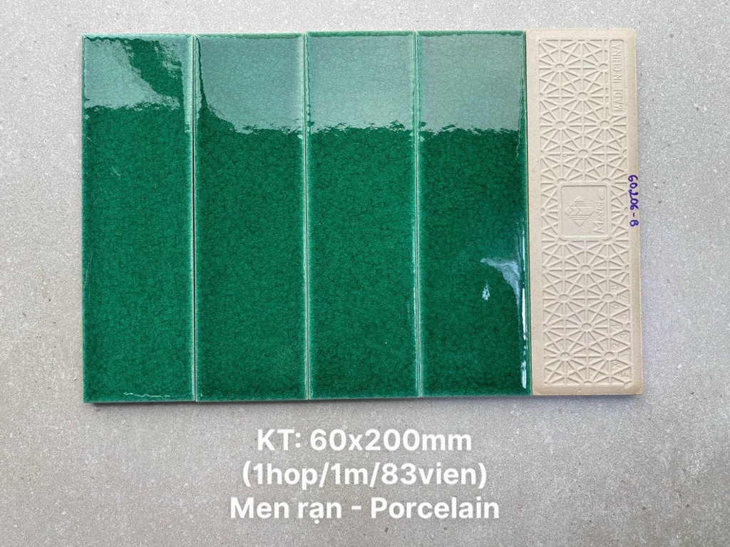Gạch gốm men rạn 60x200mm xanh dương mã MBL60204