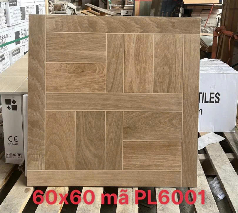 Gạch giả gỗ 600x600mm xương đá nhập khẩu mã PL6001