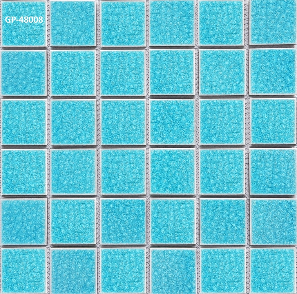 Gạch Mosaic Gốm Chip 48x48mm Men Rạn Xanh Da Trời Nhạt BID982601