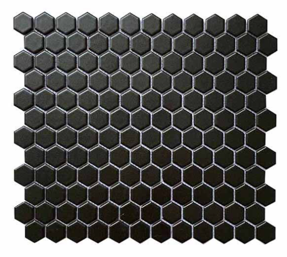 Gạch Mosaic Lục Giác 23x26 Đen Chip 9528