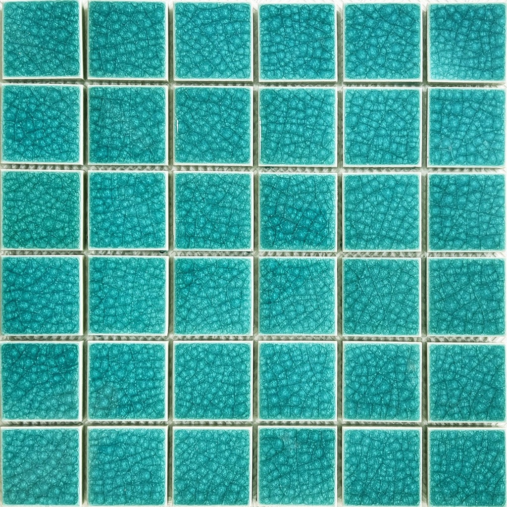 Gạch Mosaic Gốm Chip 48x48mm Men Rạn  Màu Xanh GB-48006