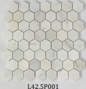 Đá Mosaic trắng sữa chip lục giác bóng L42.5P001
